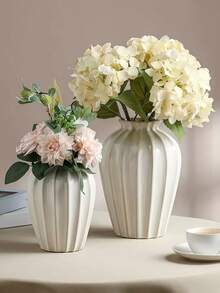1件耐碎仿陶瓷塑料花瓶，現代極簡居家裝飾，白色條紋紋理圓柱設計，優雅多功能裝飾花瓶，適用於婚禮、辦公室、季節性展示，室內/室外全年使用 - 1PC - 查看 5