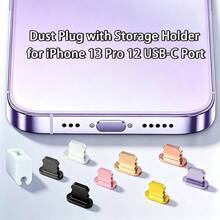 High-Gloss Metal Dust Plug Compatible With IPhone 13Pro/12 USB Charging Port, Matching Storage Design, Protects Tail Plug From Dust And Lint, Reduces Interface Wear, Compact And Portable, Does Not Interfere With Phone Case Use - Multicolor - View 5