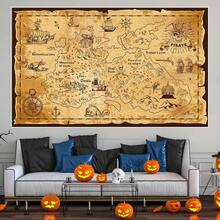 1pc Pirate Treasure Map Backdrop Pirate Theme Background Jewelry Map Banner Photography For Halloween Party Decoration Carnival Birthday - Multicolor - View 3