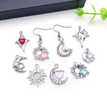5/10/20pcs Silvery Plated Celestial Rhinestone Charms Sun Moon Star Heart Alloy Pendant For DIY Bracelet Necklace Earring Jewelry Making Findings - Multicolor - View 5