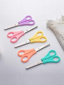 1pc Stainless Steel Round Head Scissors, Ruler Small Scissors - Precise Cutting Of Paper, Fabric And Thread, Multi-Functional Household Tool, Ergonomic Handle (Pink/Blue), DIY Student Craft Scissors Utility Knife, Sewing Craft Cutting Machine, Comfortable Grip, Durable Design, Designed For Sewing Enthusiasts - Multiple Styles - View 3