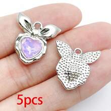 5/20pcs Silvery Plated Purple Rhinestone Charms Dolphin Shell Star Heart Butterfly Owl Pendant For DIY Necklace Earring Jewelry Making Findings - Mauve Purple - View 17