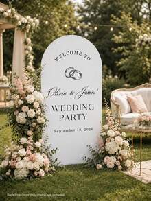 Customized Wedding Arch Fabric Decor Cover, Personalized Photo/Name/Date/Text, Polyester Double-Sided Elastic Backdrop, Party Decoration, Wedding Welcome Sign, Bridal Shower Gift, No Power Required, Suitable For Wedding, Birthday, Party - Multicolor - View 6