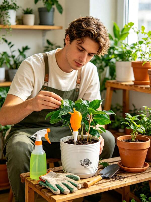 Dispozitiv automat de udare a plantelor în formă de pasăre - sistem de irigare prin picurare automat pentru interior/exterior, disponibil în 4 culori (galben, verde, albastru, mov), dispozitiv ușor de instalat pentru îmbunătățirea umidității rădăcinilor, echipament de udare automată pentru decorul grădinii