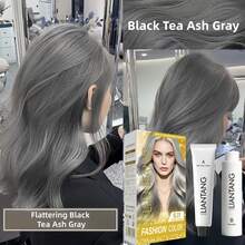 LIANTANG Ash Gray Hair Color Kit, Set Krim Pewarna Rambut Tahan Lama untuk Wanita, Lembut, Rendah Iritasi, Pewarna Rambut Rumahan DIY - MultiWarna - View 6
