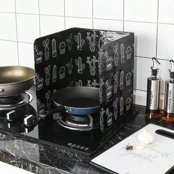 1 pièce Garde-éclaboussures d'huile portable pour poêle, accessoire de cuisine pliable en aluminium pour cuisinière à gaz