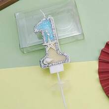 HIBIRTH 1pc Creative Ocean Theme Birthday Number Candle Cake Decoration 0-9 Indoor Cake Candle Starfish Beach Candle Birthday Party Baking Plug-In - View 14