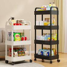 3-Tier 360° Rotating Corner Storage Cart - Durable Plastic, No Power Required, With Wheels, Convenient For Kitchen, Bathroom, Living Room, Office - Multicolor - View 3