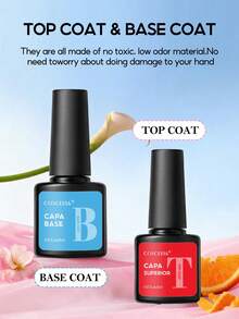 Coscelia 8ml Super Glossy Top And Base Coat Set, Wipe-Free Acid-Free Base And Top Coat Gel Nail Polish, Long-Lasting Gel Nail Polish 2 Pieces Set Curable With LED/UV Lamp - 8ML - View 7