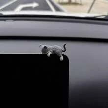 1pc Cute Cat Car Dashboard Ornament, ABS Material, Cartoon Mini Car Accessory Decoration, Suitable For Car And Screen Display - A - View 9