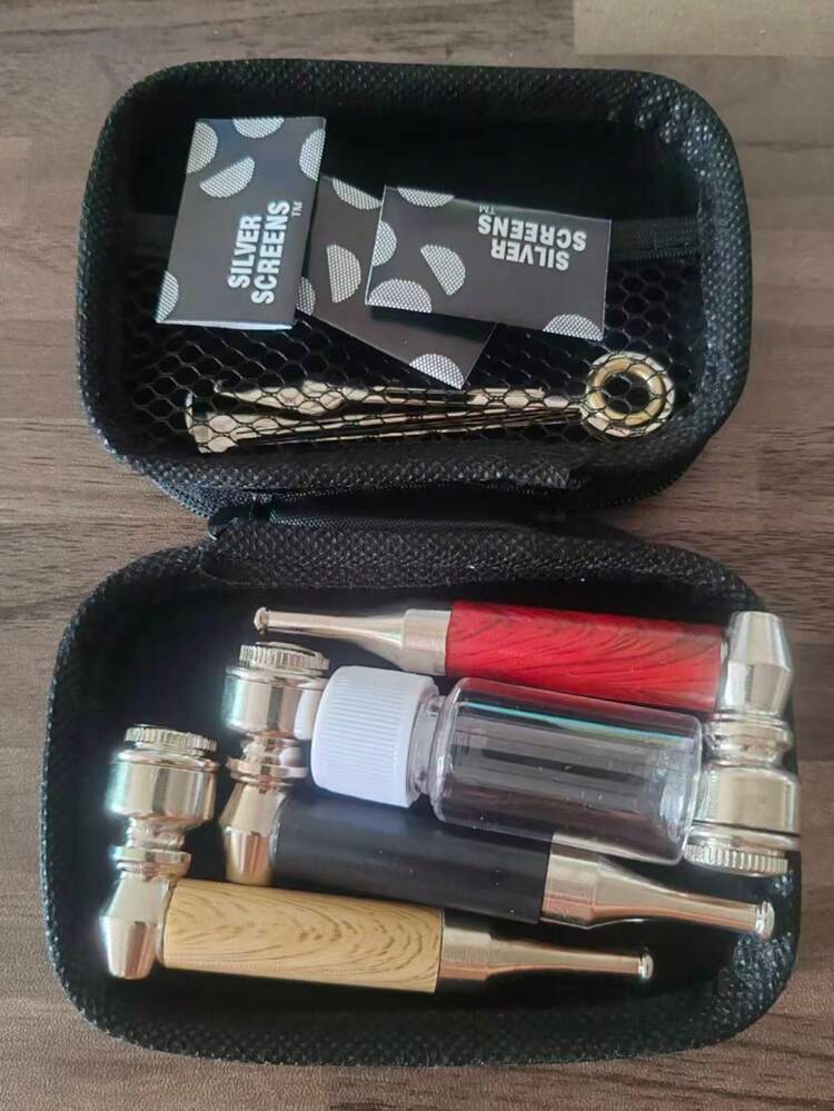 Scotte Classic Pipe Set, Faux Wood Grain Handheld Long Stem Metal Pipe, Portable Pipe With Pipe Screen, Cleaning Brush, 3-In-1 Scraper Tool, Mini Pipe And Expansion Kit, Suitable For Beginners And Enthusiasts - A-b - View 11