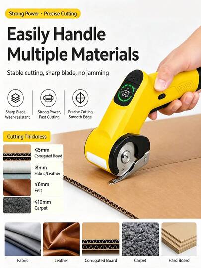 Coupe-rotatif électrique portable rechargeable avec lame tranchante en alliage, machine de découpe de tissu pour DIY, tailleur, artisanat, cuir, carton ondulé, tapis, vêtements, utilisation à la maison et à l'atelier