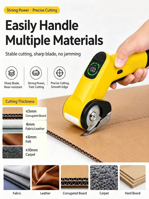 Portable Rechargeable Electric Rotary Cutter With Alloy Sharp Blade, Fabric Cutting Machine For DIY Sewing, Leather, Corrugated Board, Carpet, Clothing, Home And Studio Use