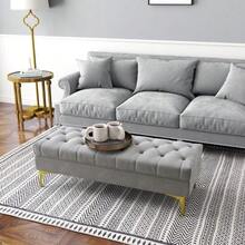 Velvet Bench Bed Bench Shoe Bench With Raised Legs In Light Gray 118x45x42cm For Bedroom And Hallway - Light Grey - View 6
