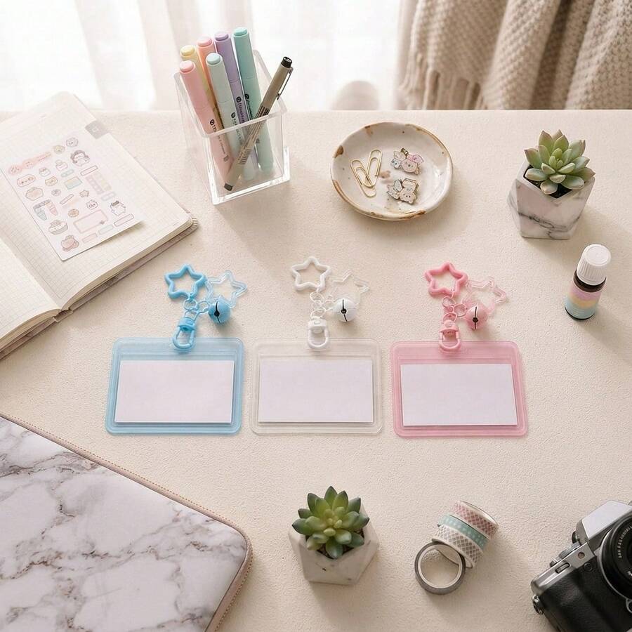 Transparent Waterproof Card Holder, Clear Plastic ID Badge Holder, Waterproof Access Card Protector, Multi-Color Name Tag Pouch, Business Exhibition And Student Campus ID Protective Case, Suitable For Office, School, Events And Daily Use - Multicolor - View 1
