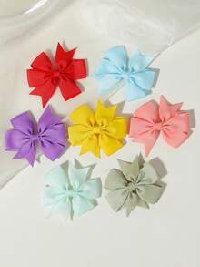 40pcs Ribbed Satin Bow Hair Clips, Multi-Color Solid Side Bang Clips, Minimalist Daily Versatile Hair Accessories For Organizing Loose Hair And Bangs - Mixed color - View 6