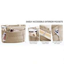 1pc Large Capacity 2026 New Women's Quilted Tote Bag Set - Multi-Compartment Storage, With Cup Holder And Laptop Sleeve, Suitable For Daily Commute, Short Trips, Weekend Getaways, Spring Travel Essentials, Valentine's Day Work Bag, Office Commute Bag, Minimalist Weekend Travel Bag, Women's Gift - Green - View 7