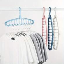 11-Hole Magic Folding Clothes Hanger Organizer, Multi-Functional Non-Slip Plastic Portable Wall-Mounted Closet System, 3.2 Cubic Feet Enclosed Storage Capacity - Lightweight - Multicolor - View 6