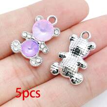 5/20pcs Silvery Plated Purple Rhinestone Charms Dolphin Shell Star Heart Butterfly Owl Pendant For DIY Necklace Earring Jewelry Making Findings - Mauve Purple - View 10