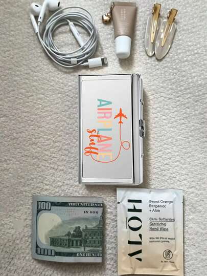 Multifunctional Storage Metal Box, Airplane Silhouette Pattern Metal Box, Pocket Bank Card Case Cash Box, Suitable For Credit Cards, Cash, ID Cards, Business Cards, Mini Lipstick, Etc., Holiday Season, Back To School, Christmas, Valentine's Day, Party Gifts