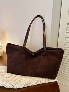 Nicekee Casual Simple Solid Color Large Capacity Handbag, Versatile, Personalized And Fashionable Shoulder Bag, Suitable For Commuting Shopping Travel - Coffee Brown - View 8