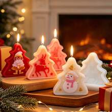 Geometry Xmas Tree Candle Silicone Mold With Santa Claus Reindeer Snowman Design DIY Scented Candle Making Mold For Christmas Holiday Home Decor Gift Crafts - Christmas Mold - View 6
