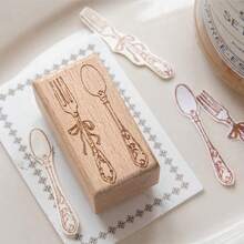 Vintage Wooden Rubber Stamps Set, Fountain Umbrella Candle Strawberry Pattern Wood Seal For Journal Scrapbooking Card Making DIY Craft Decor,Multipurpose Stamps - Multicolor - View 5