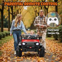 24V 20" 2‑Seater Kids Electric Ride‑On Truck Toy For Big Kids,800W Motor,Remote Control,3‑Speed,Bluetooth,Multi‑LED Lights,Shock Absorption - Red - View 3
