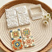 6Pcs Moroccan Exotic Tile Clay Cutters, Boho Ornate Floral Square Molds For Polymer Clay DIY Jewelry Making - 6pcs - View 3