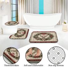 1pc/4pcs Christmas Reindeer Wreath Multi-Functional Bathroom Decor Shower Curtain Set, Free 12 Hooks, Premium Holiday Atmosphere, Bathroom Mat U-Shaped Floor Mat And Round Toilet Lid Cover, Suitable For All Christmas Scenes Decoration - Reindeer Wreath - View 6