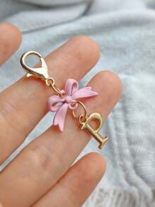 1PC New Elegant Pink Bow Key Chain, Cute English Letter Bow Keychain, Suitable For Women's Daily Use, Gift For Mom, Women's Bag DIY Backpack Pendant Charm Accessory, Wedding And Birthday Gift - Multicolor - View 16