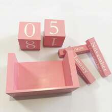 1pc Pink Wooden Perpetual Calendar Desktop Wooden Date & Month Display Block, Adjustable Date & Month, Suitable For Daily Office Desk Decor, Porch Decor, Shop/Bar Counter Decor - Multicolor - View 7