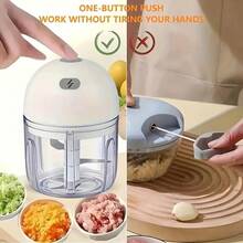 Cordless Electric Garlic Chopper And Mini Food Processor, Compact Portable Design Cordless Food Chopper With 1600RPM Motor Speed, Rechargeable Battery USB Charging Garlic Crusher - Ideal For Garlic, Ginger, Onion, Vegetables Chopping In Kitchen - Multicolor - View 8