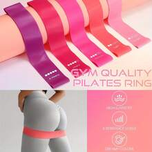 Satu set perlengkapan olahraga rumahan yang berisi 5 jenis resistance band, termasuk peralatan Pilates penting seperti cincin Pilates, bola latihan mini, tali yoga, dan resistance band. - MultiWarna - View 3