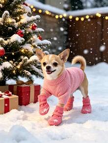 4pcs Random Style Waterproof Pet Dog Shoes, Anti-Slip Soft Sole Scratch-Resistant Washable Reusable Durable Paw Protectors, Suitable For Bichon, Corgi And Other Small To Medium Dogs, For Rainy, Snowy, Hot Road Outdoor Use - Multicolor - View 5