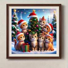 1PC DIY 5D Diamond Painting Kit Christmas Cat Pattern - Round Full Drill Art Mosaic Craft, Home Wall Decor, Unframed - No Frame - View 2