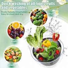 Push‑Action Salad Spinner & Colander, Multifunctional Vegetable Dryer With Drain Function, Dual‑Use Fruit Bowl, Easy Clean Kitchen Gadget For Home Kitchen Meal Prep, Practical Gift For Home Cooks & Salad Lovers - GSTSQ-5L - View 3