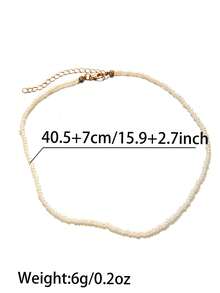 1pc Bohemian Style Beaded Everyday Necklace - Beige - View 3