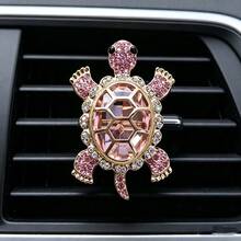 1/3pcs Alloy Rhinestone Turtle Car Air Vent Aromatherapy Clip, Creative Turtle Fragrance Clip With Rhinestone Decor, Includes Solid Fragrance Pad - Multicolor - View 7