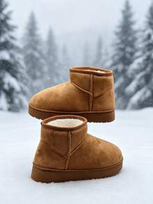 Women's EVA Thick Sole Thermal Lined Thickened Anti-Slip Design Flat Fashion Warm Enclosed Heel Casual Snow Boots Suitable For Autumn/Winter - Brown - View 6