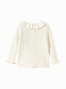 Balabala Baby Girls Knit Sweater Soft‑Touch Winter Knitted Base Layer Versatile Pullover For Little Young Girl - Milky White - View 5