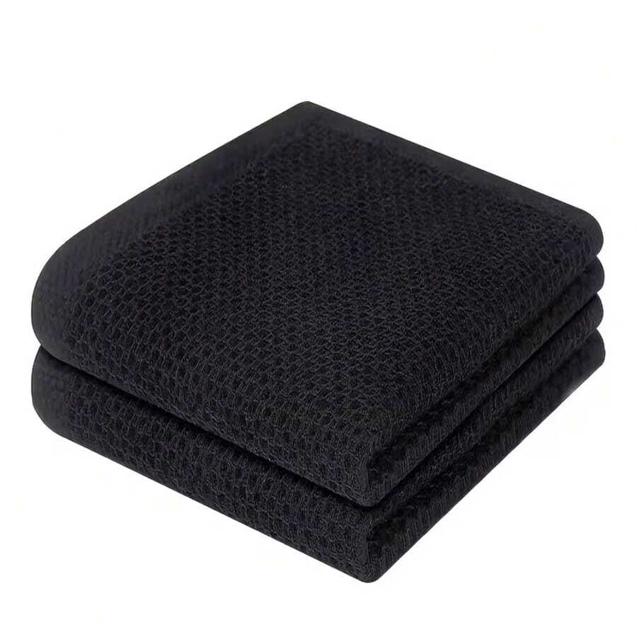 Set isi 2, kain pembersih ukuran 12in*12in, kain pembersih lembut ultra-penyerap dengan pola waffle, cocok untuk mencuci piring di dapur, mengelap gelas, mengeringkan peralatan makan, kain pembersih yang dapat digunakan kembali. - Beraneka warna - View 1