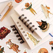 50Pcs Retro Halloween Stickers, School Supplies Back To School, Decor Notebook Water Bottle Luggage, Student DIY, Birthday & Back To School - Multicolor - View 8