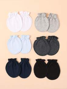 6 Pairs Solid Color Newborn Baby Mittens, All Season Anti-Scratch Infant Accessories - Multicolor - View 6