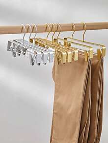 4/2 cái móc treo quần điều chỉnh được bằng hợp kim nhôm, kẹp quần và chân váy chống trượt, dụng cụ sắp xếp tủ quần áo tiết kiệm không gian - Vàng - Xem 3