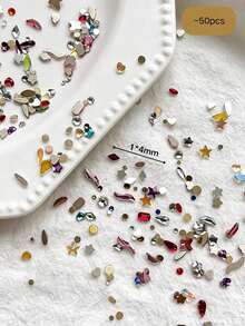 50pcs New Nail Art Rhinestone Decor K9 Material Pack Colorful Stacked Rhinestones Super Shiny Nail Decoration Jewelry Box Nail Accessories DIY Nail Salon Style - Multicolor - View 7