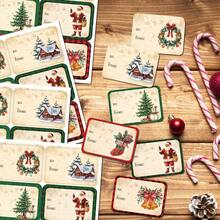90pcs/15sheets Festive Christmas Name Gift Tags Stickers - Santa, Snowman & Festive Designs Self-Adhesive Labels For Gift Boxes, Candy Bags & Party Favor Decorations, Xmas Party Supplies - Multicolor - View 1