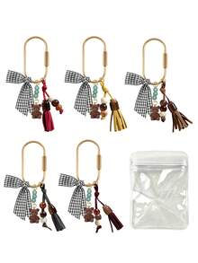 Bag Keychain For Women, Teddy Bear Keychain Pendant With Beads And Ribbon Design, Y2K Style Bag Charm And Car Accessory, Lightweight Keychain, Suitable For Daily Use, Multi-Functional Bag Decor, Rearview Mirror Pendant, Applicable To Handbags, Crossbody Bags, Shoulder Bags, Car Keys, Backpacks, Suitable For Women, Men, Tourists, Friends And Family, Perfect Gift For Teacher's Day, Graduation Season, Back To School, Independence Day, Birthday, Anniversary - Multicolor - View 8
