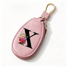 Black Letters A-Z Car Key Protection Cover PU Key Bag Mini Car Key Bag Key Ring Wallet Zipper Charter Keychain Male And Female Universal Key Ring Gift - Multicolor - View 20