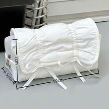 1pc Ruched Bow Pencil Case, Large Capacity Pencil Box, Quilted Ruched Design, Ribbon Bow Decor, Stationery Storage Bag, Makeup Bag, Suitable For Student Stationery Storage, Makeup Storage, Learning, Back To School Season Essential, Suitable For Back To School/Back To School Season, Birthday Gift, Halloween Gift, Thanksgiving Gift, Christmas Gift, New Year Multi-Festival Gift - Butterfly Ribbon - View 2
